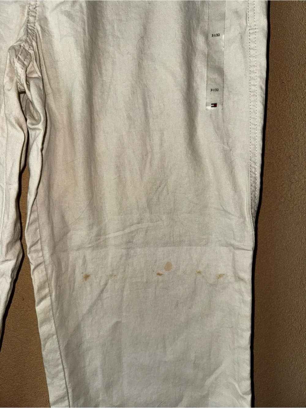 Tommy Hilfiger Men's Off-White linen  Chinos